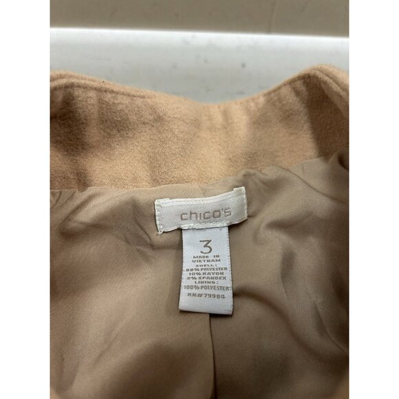 Chicos Winter Waist Casey Jacket Womens 3 (XL/16) Camel Tan Warm Stylish Coat - Picture 5 of 7